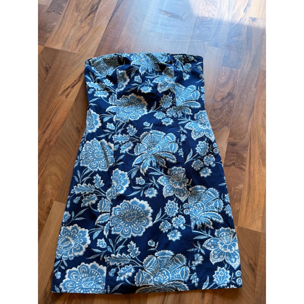 Tommy Hilfiger Strapless Dress Womens 12 Blue Floral NEW Mini Tube‎ Bodycon
